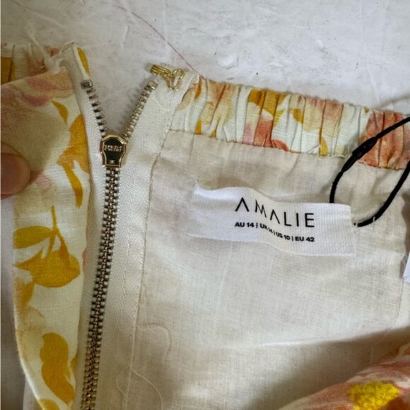 AMALIE SHOWPO NEW Emerita Linen Floral Off Shoulder Twist Crop Top Cotton 10 - Picture 15 of 16